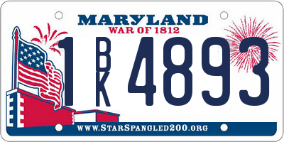MD license plate 1BK4893