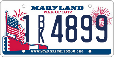 MD license plate 1BK4899