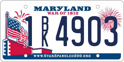 MD license plate 1BK4903