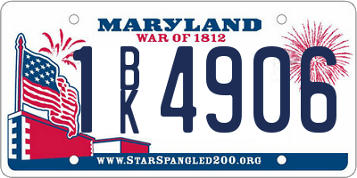 MD license plate 1BK4906