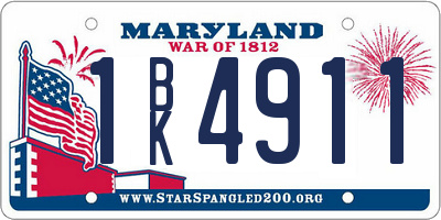 MD license plate 1BK4911