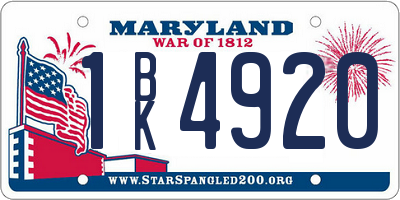 MD license plate 1BK4920