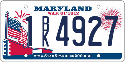 MD license plate 1BK4927