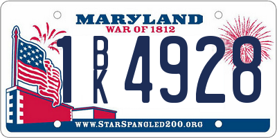 MD license plate 1BK4928