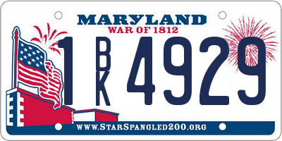 MD license plate 1BK4929