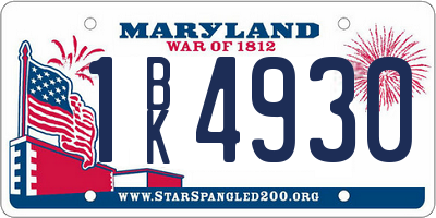 MD license plate 1BK4930