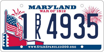 MD license plate 1BK4935