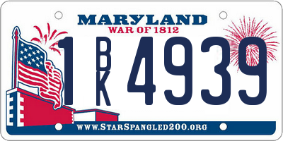 MD license plate 1BK4939