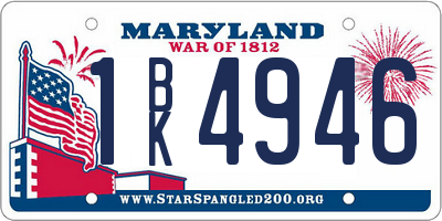 MD license plate 1BK4946