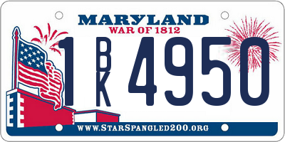 MD license plate 1BK4950
