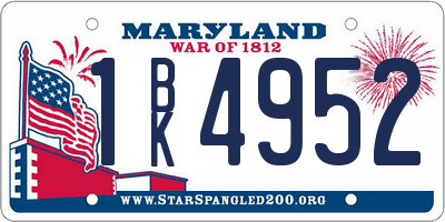MD license plate 1BK4952