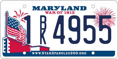 MD license plate 1BK4955