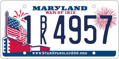 MD license plate 1BK4957