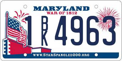 MD license plate 1BK4963