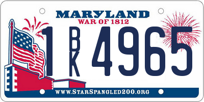 MD license plate 1BK4965