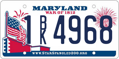 MD license plate 1BK4968