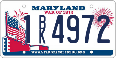 MD license plate 1BK4972