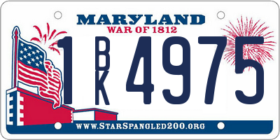MD license plate 1BK4975