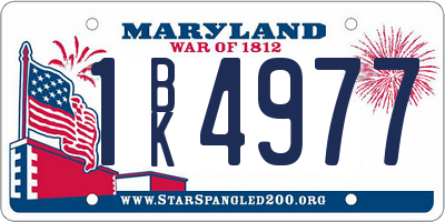 MD license plate 1BK4977
