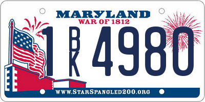 MD license plate 1BK4980