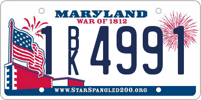 MD license plate 1BK4991