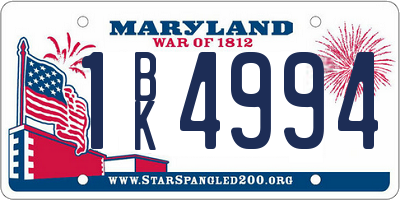 MD license plate 1BK4994