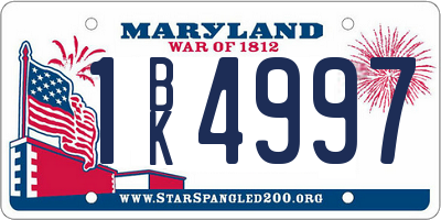 MD license plate 1BK4997