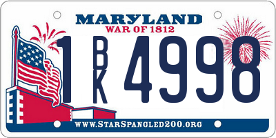 MD license plate 1BK4998