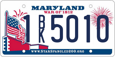 MD license plate 1BK5010