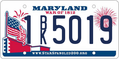 MD license plate 1BK5019
