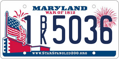 MD license plate 1BK5036