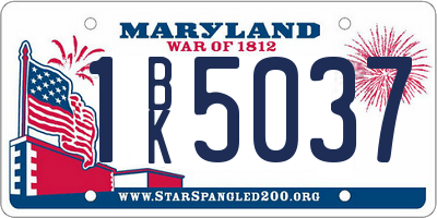 MD license plate 1BK5037