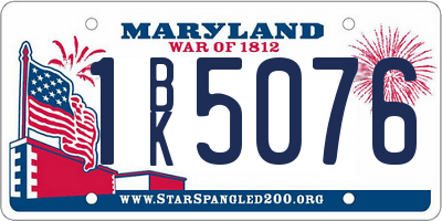 MD license plate 1BK5076
