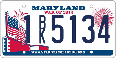 MD license plate 1BK5134