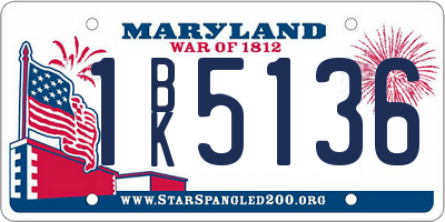 MD license plate 1BK5136