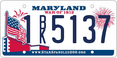 MD license plate 1BK5137