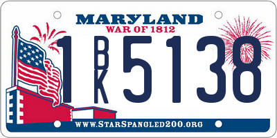 MD license plate 1BK5138