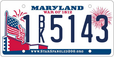 MD license plate 1BK5143