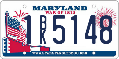 MD license plate 1BK5148