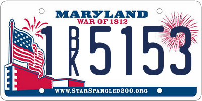 MD license plate 1BK5153