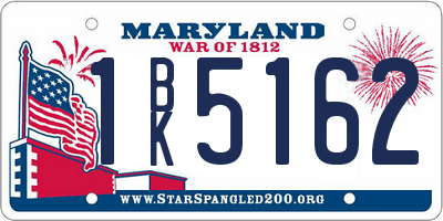 MD license plate 1BK5162