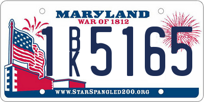 MD license plate 1BK5165