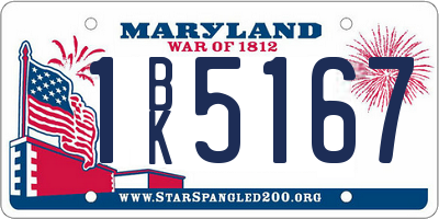 MD license plate 1BK5167