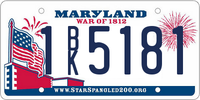 MD license plate 1BK5181