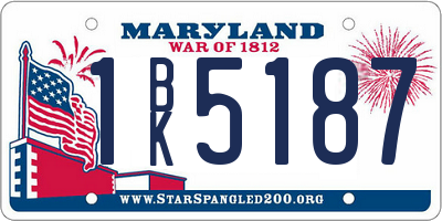 MD license plate 1BK5187