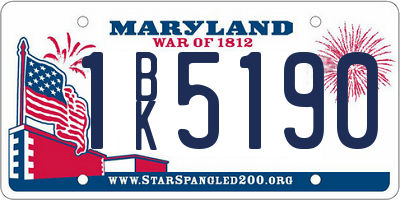 MD license plate 1BK5190