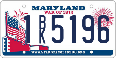 MD license plate 1BK5196