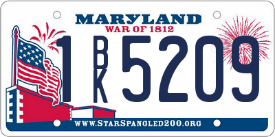 MD license plate 1BK5209