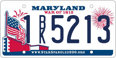 MD license plate 1BK5213