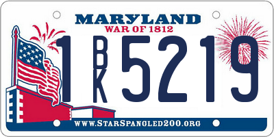 MD license plate 1BK5219
